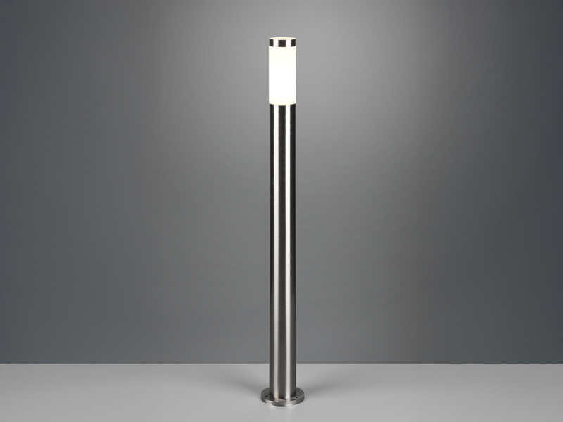 Moderne LED Pollerleuchte aus Edelstahl in Silber, Höhe 80cm
