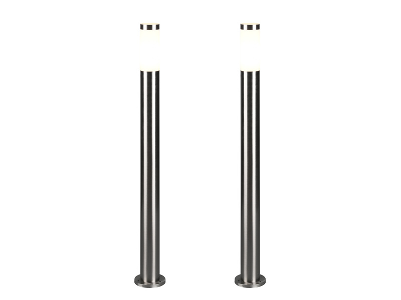 2er Set moderne LED Pollerleuchten aus Edelstahl in Silber, Höhe 80cm