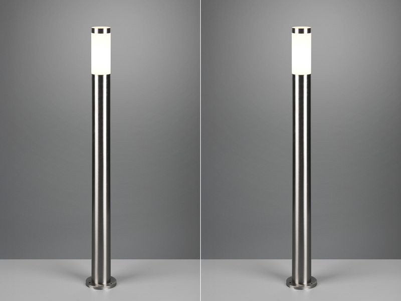 2er Set moderne LED Pollerleuchten aus Edelstahl in Silber, Höhe 80cm