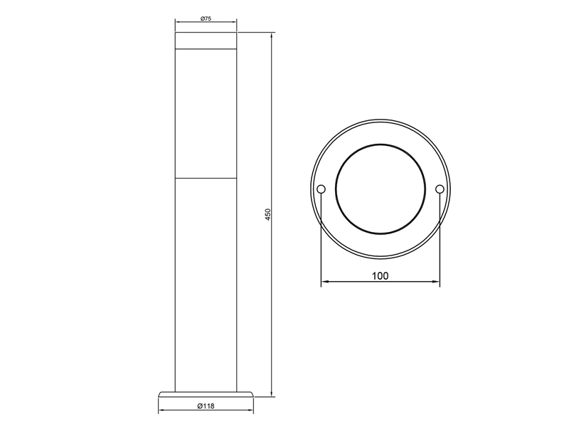 Moderne LED Sockelleuchte aus Edelstahl in Silber, Höhe 45cm