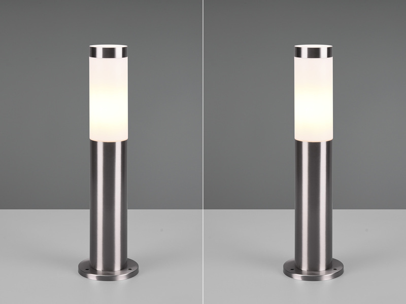 2er Set moderne LED Sockelleuchten aus Edelstahl in Silber, Höhe 45cm