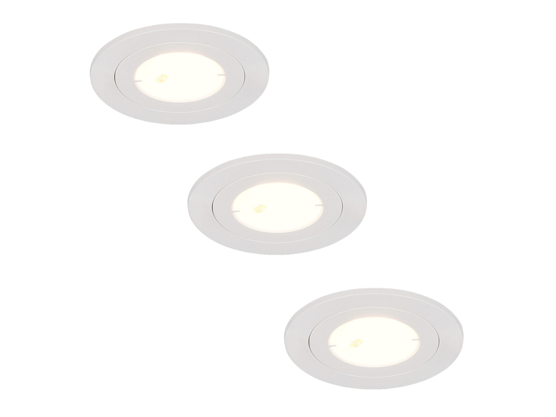 Flacher LED Einbaustrahler 230V dimmbar 3er Set Badezimmer geeignet 4000K Ø 8cm