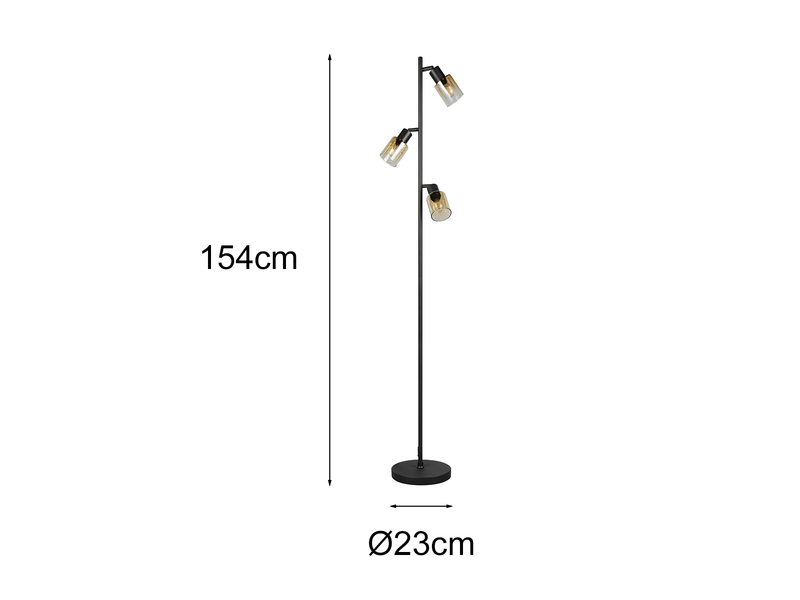 Maße der Stehlampe: Höhe 154cm Durchmesser 23cm