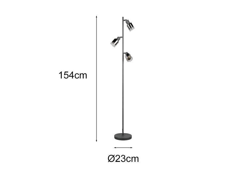 Maße der Stehlampe: Höhe 154cm Durchmesser 23cm