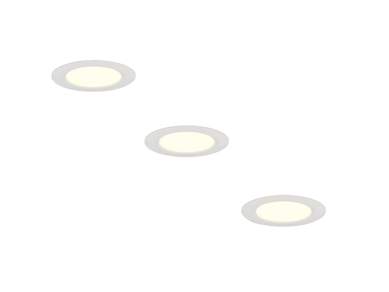 LED Einbaustrahler 230V 3er Set dimmbar, 3 Lichtfarben für Badezimmer, Ø 11cm