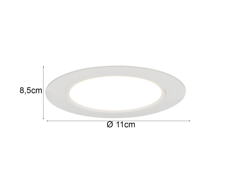 LED Einbaustrahler 230V 3er Set dimmbar, 3 Lichtfarben für Badezimmer, Ø 11cm