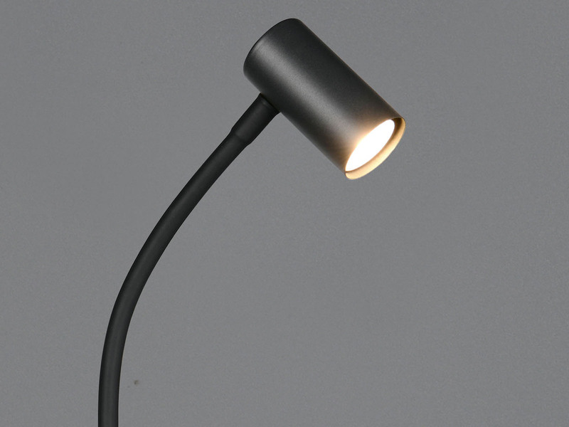 Schmale Stehlampe TARYN Schwarz mit flexibel einstellbarem Spot, Höhe 133,5cm