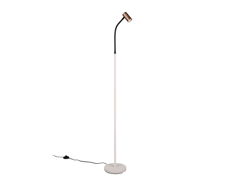 Schmale Stehlampe TARYN Coffee / Grau, flexibel einstellbarer Spot, Höhe 133,5cm
