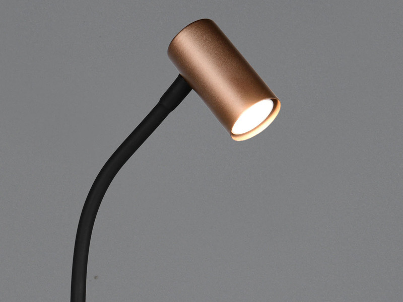 Schmale Stehlampe TARYN Coffee / Grau, flexibel einstellbarer Spot, Höhe 133,5cm