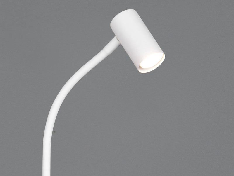 Schmale LED Stehlampe Weiß dimmbar, flexibel einstellbarer Spot, Höhe 133,5cm
