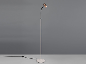 Schmale LED Stehlampe Coffee / Grau dimmbar, Spot flexibel, Höhe 133,5cm