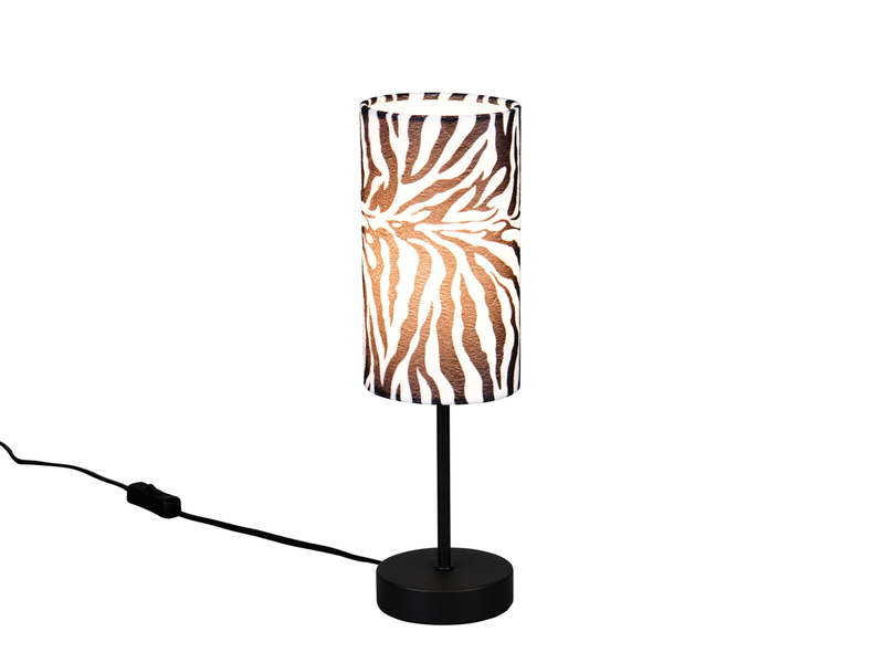 Tischlampe ZEBARA mit Stoffschirm Zebramuster, Höhe 36,5cm