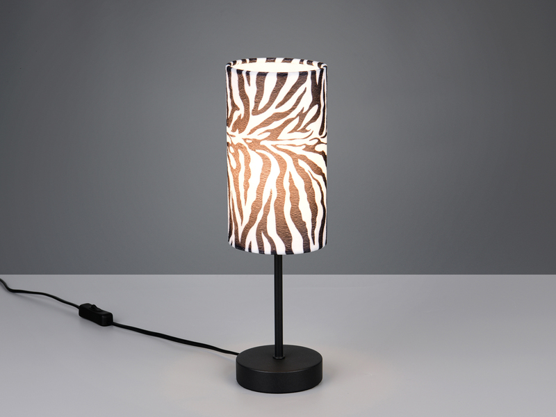 Tischlampe ZEBARA mit Stoffschirm Zebramuster, Höhe 36,5cm
