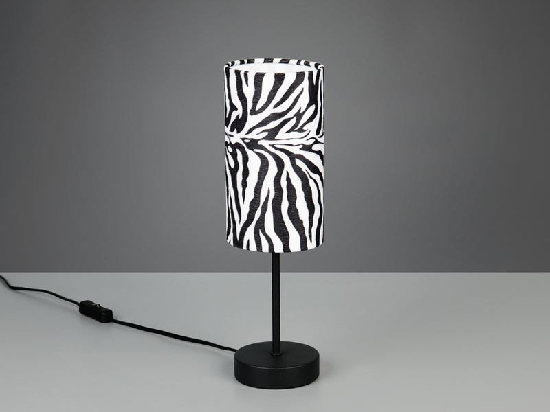 Tischlampe ZEBARA mit Stoffschirm Zebramuster, Höhe 36,5cm