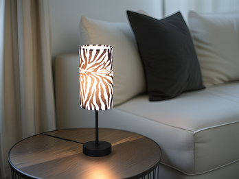 Tischlampe ZEBARA mit Stoffschirm Zebramuster, Höhe 36,5cm