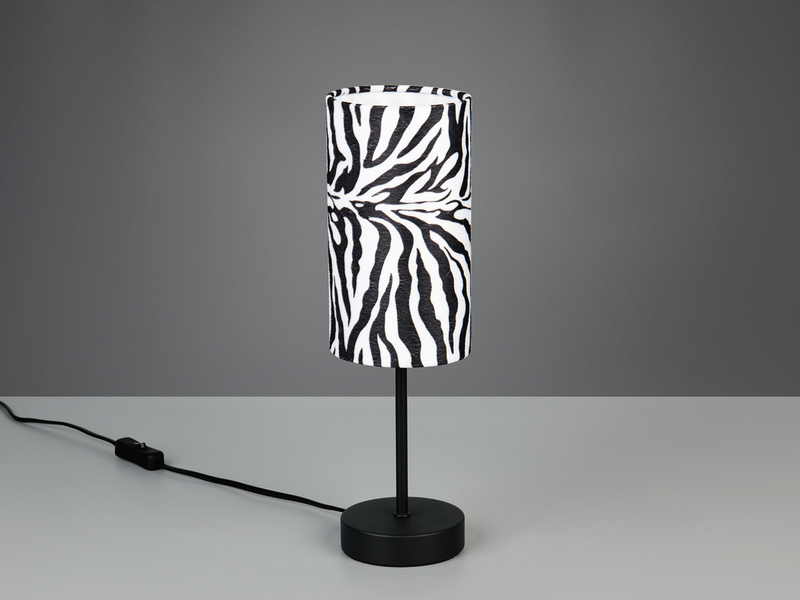 LED Tischlampe mit Stoffschirm Zebramuster, Höhe 36,5cm