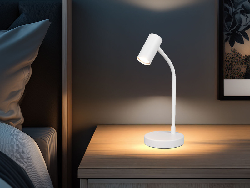 Flexible Schreibtischlampe TARYN Weiß, Höhe 28cm