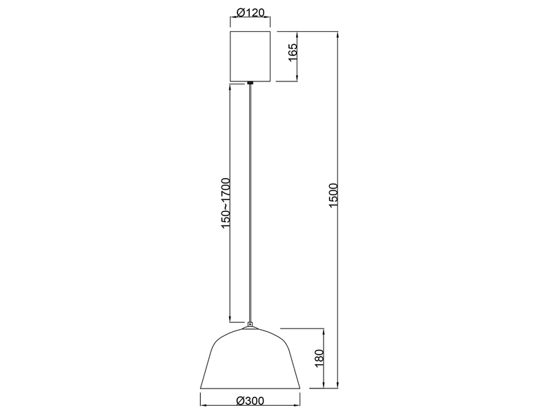 Pendelleuchte TOVA 1-flammig aus Metall höhenverstellbar in Schwarz, Ø 30cm