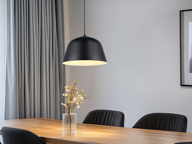 Pendelleuchte TOVA 1-flammig aus Metall höhenverstellbar in Schwarz, Ø 30cm