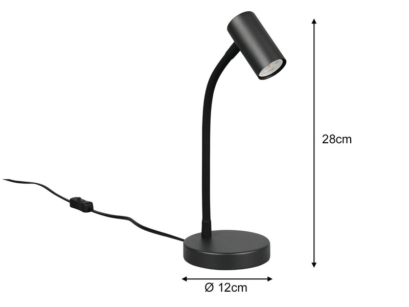Flexible Schreibtischlampe TARYN Schwarz, Höhe 28cm
