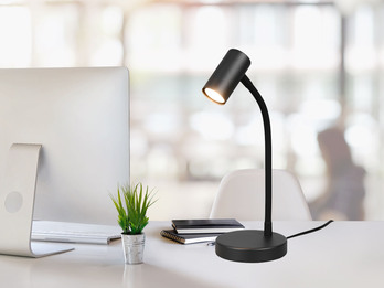 Flexible Schreibtischlampe TARYN Schwarz, Höhe 28cm