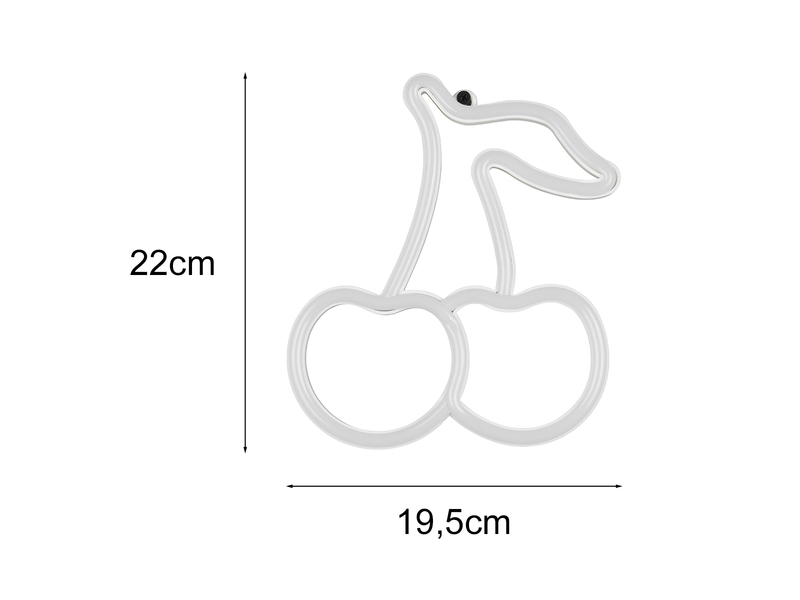 Maßangaben der NEON-Wandlampe: Höhe 22cm Breite 19,5cm