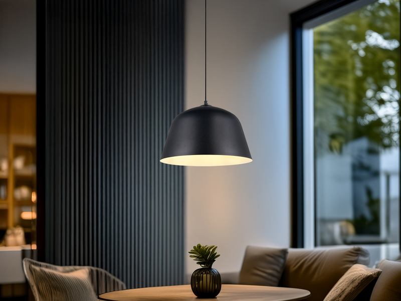 LED Pendelleuchte 1-flammig aus Metall höhenverstellbar in Schwarz, Ø 30cm