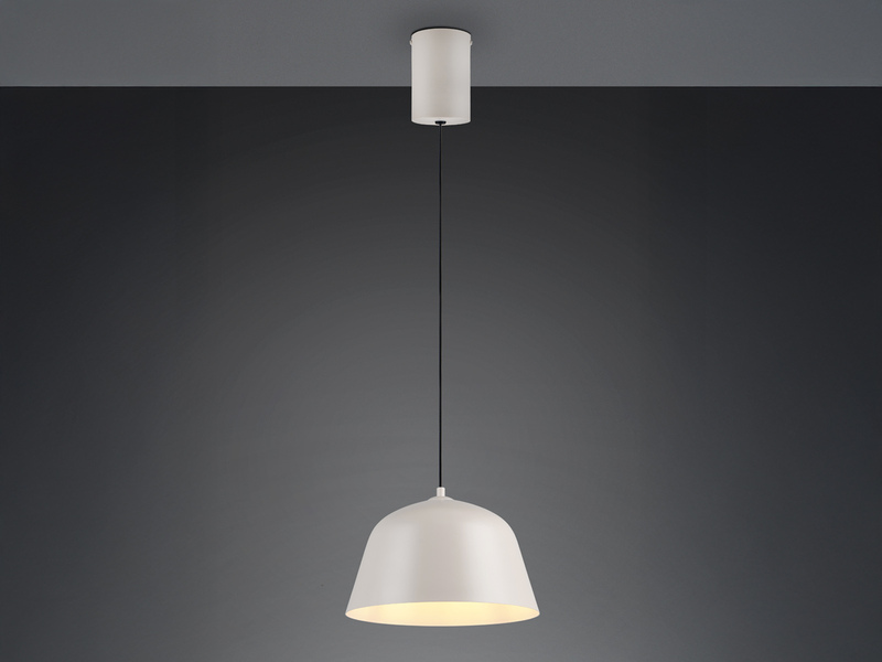 LED Pendelleuchte 1-flammig aus Metall höhenverstellbar in Hellgrau, Ø 30cm