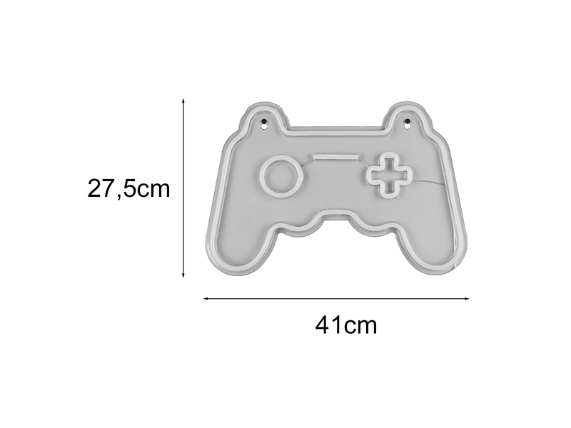 Ausgefallene Neon LED Wandleuchte GAMER mit USB Kabel & Schalter, Breite 41cm