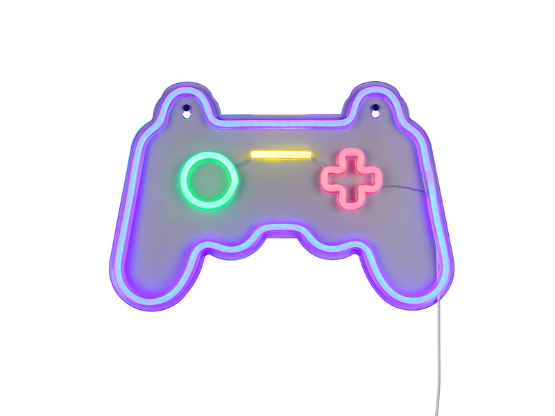 Ausgefallene Neon LED Wandleuchte GAMER mit USB Kabel & Schalter, Breite 41cm