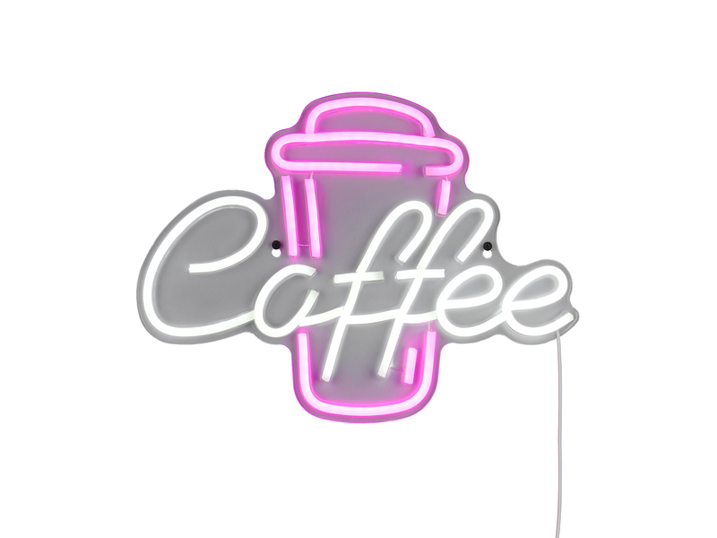 Ausgefallene Neon LED Wandlampe Café mit USB Kabel & Netzteil, Breite 40cm