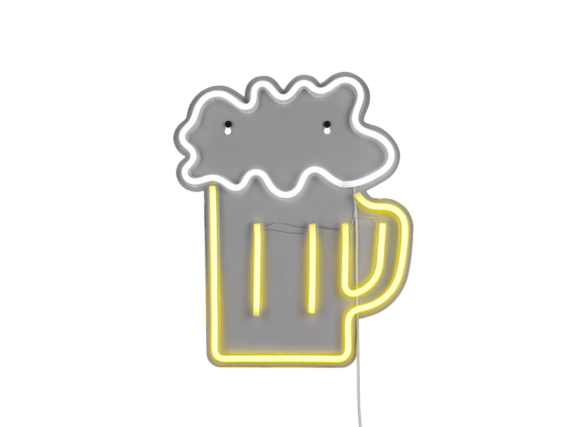 Ausgefallene Neon LED Wandlampe Bier mit USB Kabel & Netzteil, Höhe 36cm