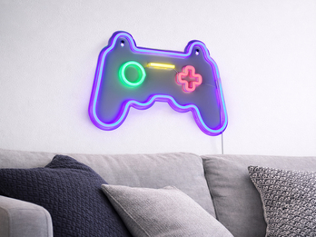 Ausgefallene Neon LED Wandlampe Gaming mit USB Kabel & Netzteil, Breite 41cm