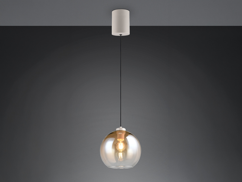 Pendelleuchte LIORA höhenverstellbar 1-flammig mit Glaskugel Bernstein, Ø 25cm