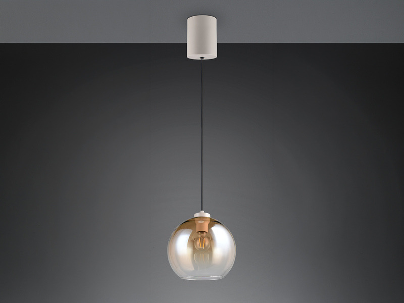 Pendelleuchte LIORA höhenverstellbar 1-flammig mit Glaskugel Bernstein, Ø 25cm
