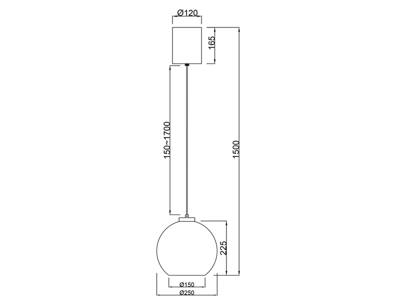 Pendelleuchte LIORA höhenverstellbar 1-flammig mit Glaskugel Bernstein, Ø 25cm