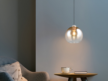 Pendelleuchte LIORA höhenverstellbar 1-flammig mit Glaskugel Bernstein, Ø 25cm