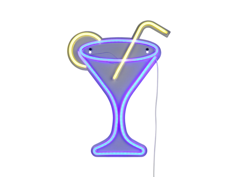 Ausgefallenes LED Neonschild Cocktail mit USB Kabel & Netzteil, Höhe 43cm