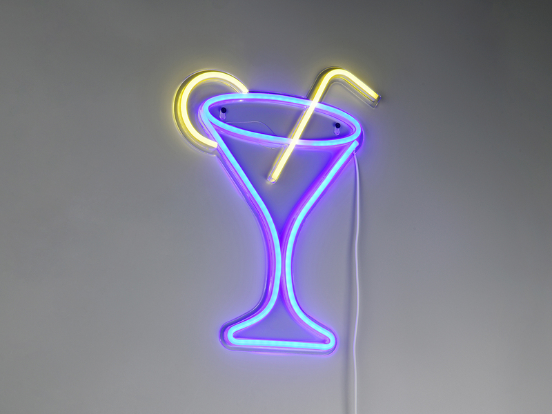 Ausgefallenes LED Neonschild Cocktail mit USB Kabel & Netzteil, Höhe 43cm