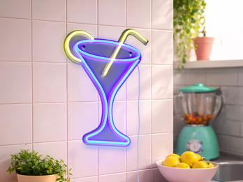 Ausgefallenes LED Neonschild Cocktail mit USB Kabel & Netzteil, Höhe 43cm