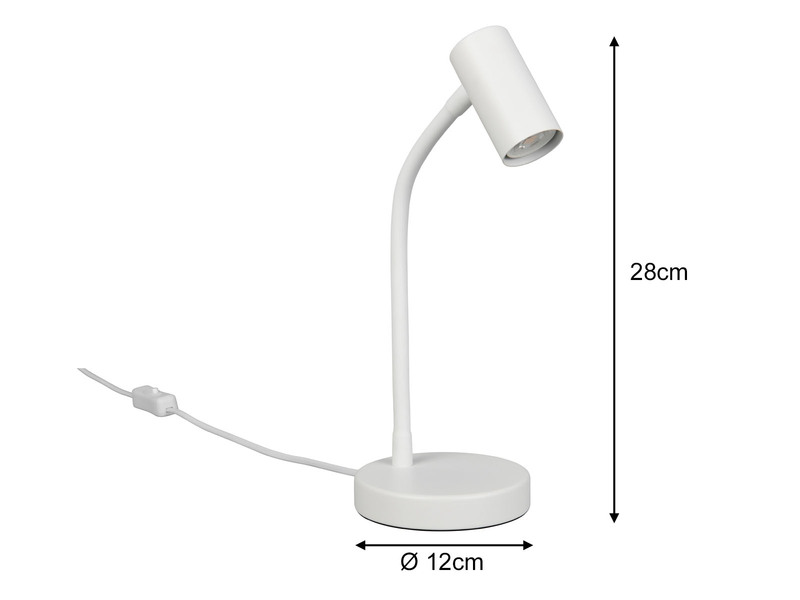 Flexible LED Schreibtischlampe Weiß, Höhe 28cm