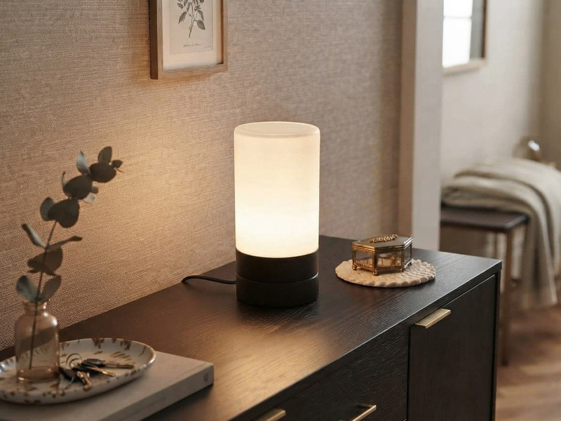 Kleine Tischlampe SARNO II Schwarz Glasschirm Weiß mit Touchfunktion, Höhe 20cm