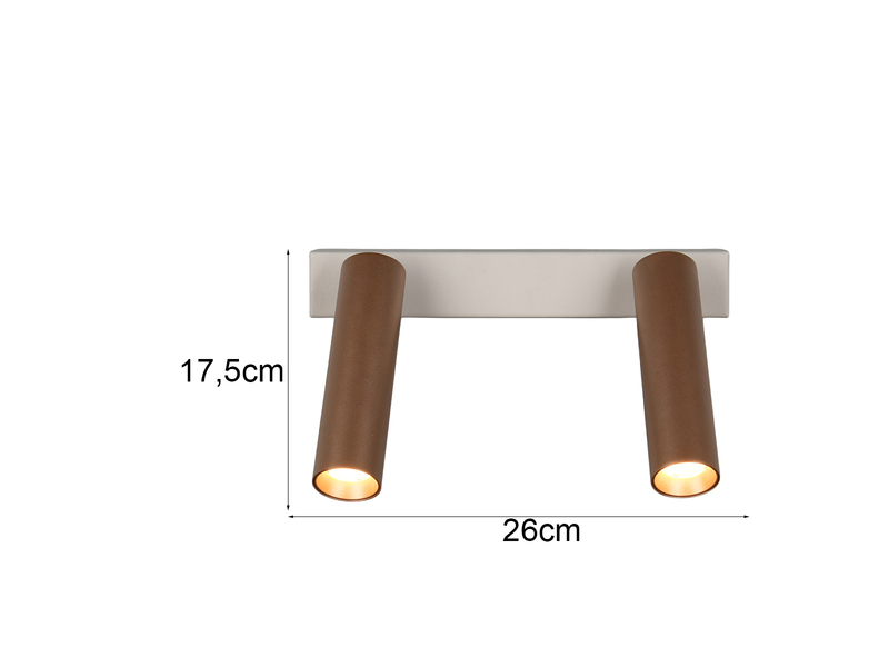 Moderner LED Deckenstrahler AMBALA dimmbar 2-flammig Coffee, Breite 26cm