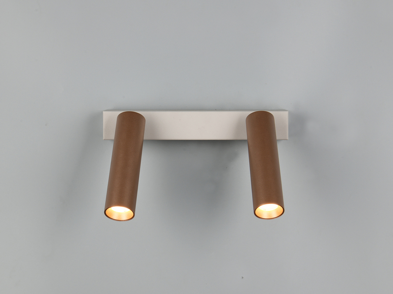 Moderner LED Deckenstrahler AMBALA dimmbar 2-flammig Coffee, Breite 26cm