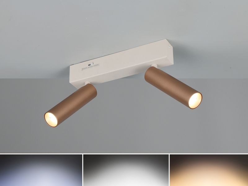 Moderner LED Deckenstrahler AMBALA dimmbar 2-flammig Coffee, Breite 26cm