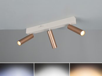 Moderner LED Deckenstrahler AMBALA dimmbar 3-flammig Coffee, Breite 44cm