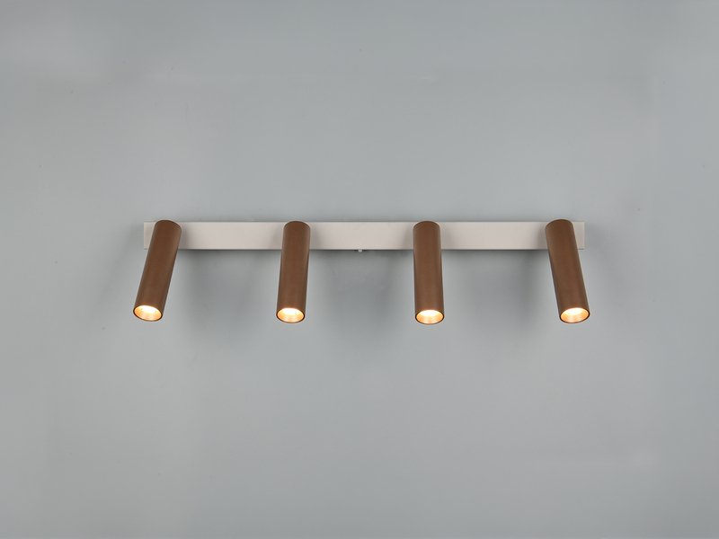 Moderner LED Deckenstrahler AMBALA dimmbar 4-flammig Coffee, Breite 65cm