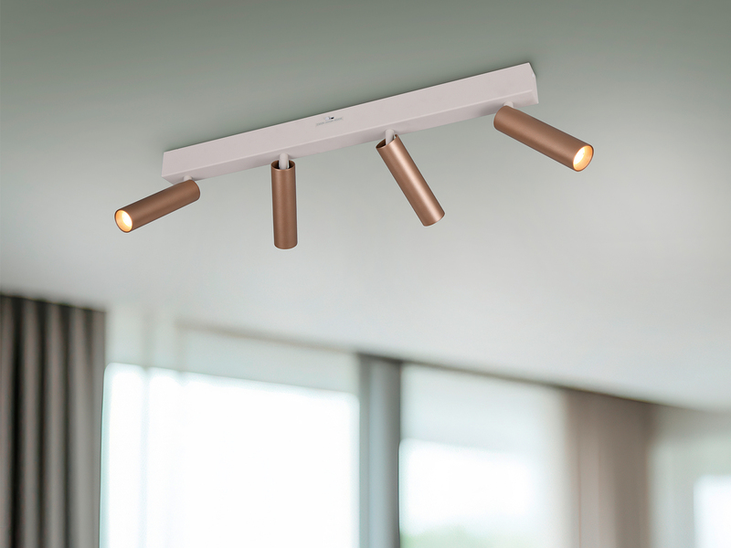 Moderner LED Deckenstrahler AMBALA dimmbar 4-flammig Coffee, Breite 65cm