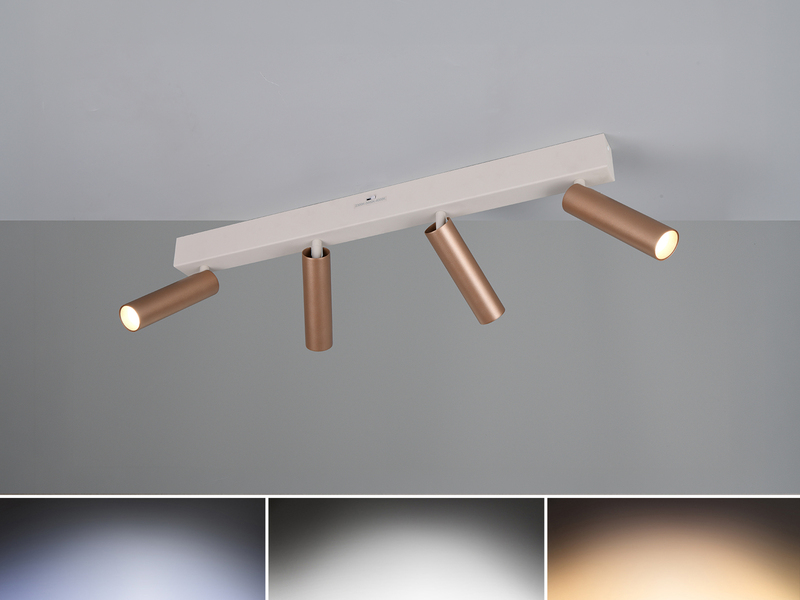 Moderner LED Deckenstrahler AMBALA dimmbar 4-flammig Coffee, Breite 65cm