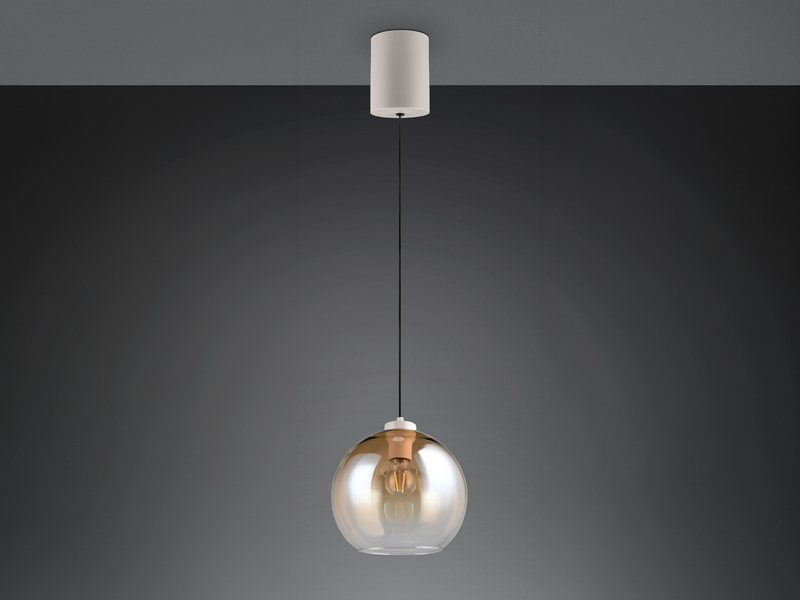 LED Pendelleuchte höhenverstellbar 1-flammig mit Glaskugel Bernstein, Ø 25cm